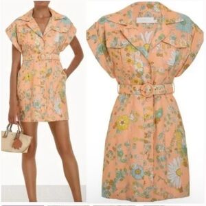 Zimmermann Peach Floral Mini Dress AU1